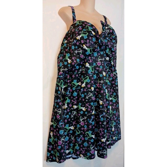 Torrid Plus Size 6 Black Mermaid Tie Skater Swim Dress W/ Support Bra NEW A113 - Picture 5 of 12